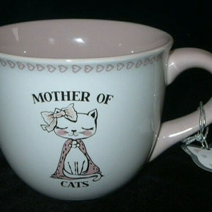 White & Pink "Mother of Cats" Kitty Cat Coffee Tea
